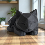 Low Poly Waiting Cat Figurine