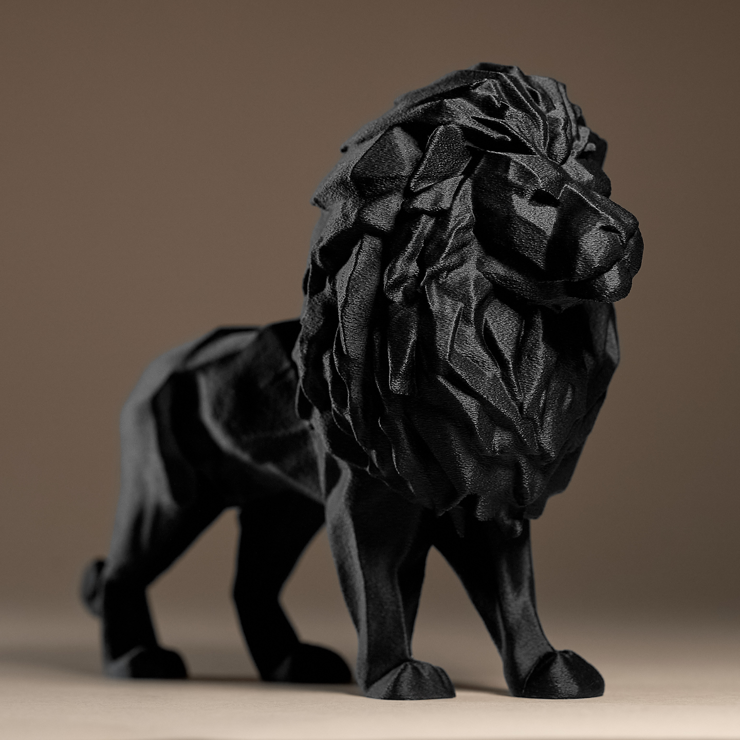 Low Poly Lion Figurine