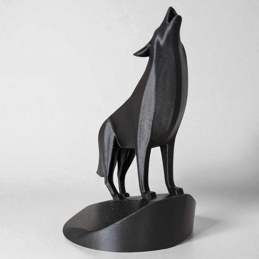 Modern Howling Wolf Sculpture