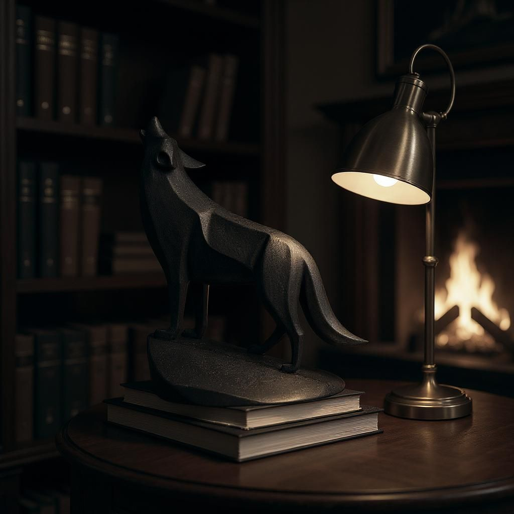 Modern Howling Wolf Sculpture