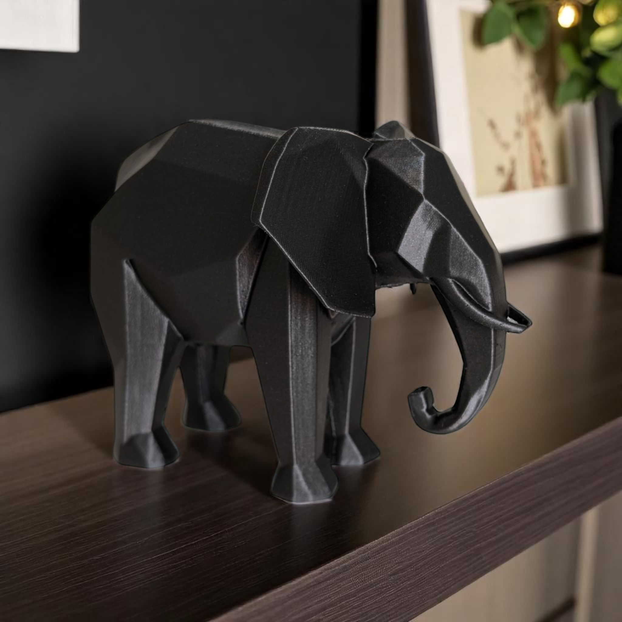 Modern Low Poly Elephant Figurine