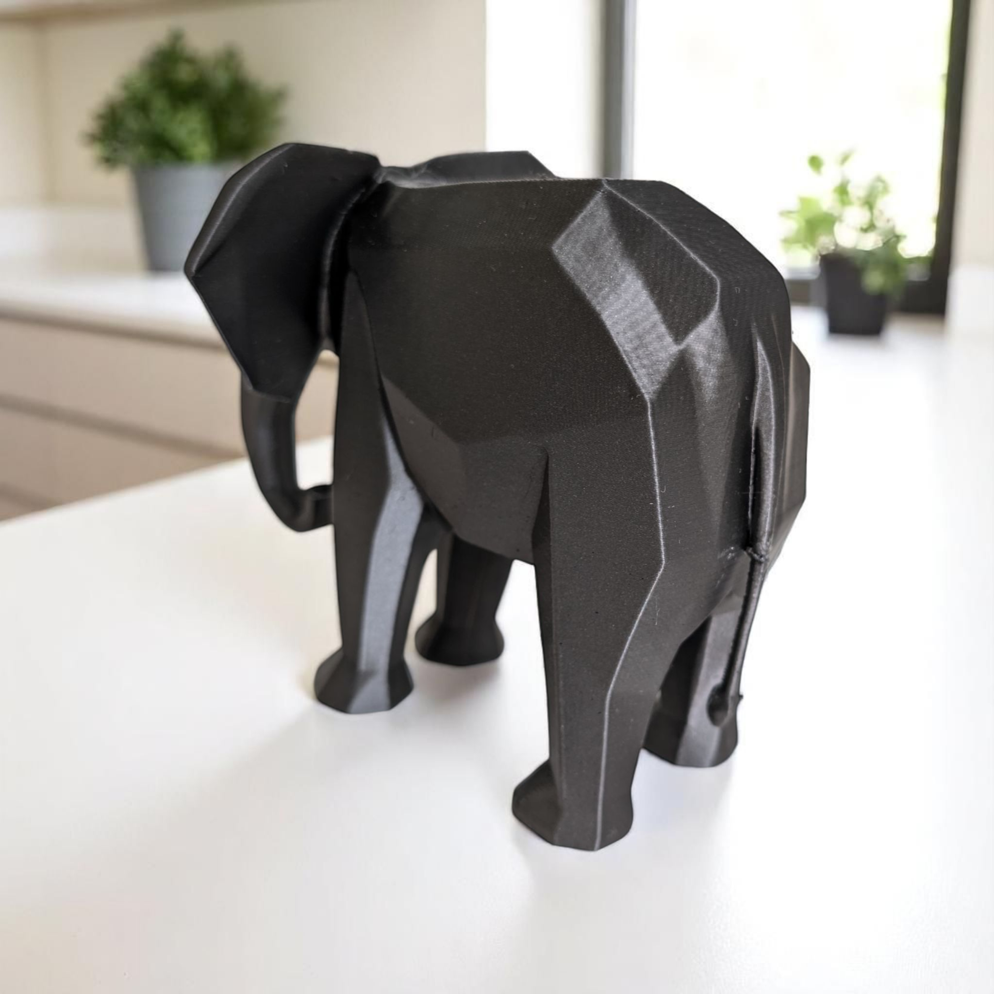 Modern Low Poly Elephant Figurine