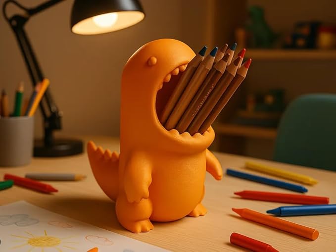 Pens, Pencils & Makeup Brushes Holder - Cute Dinosaur